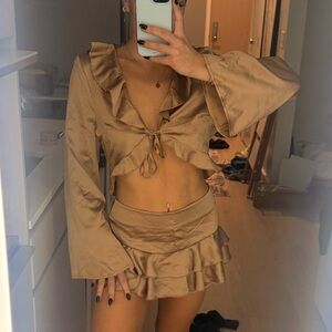 Missguided gold satin set